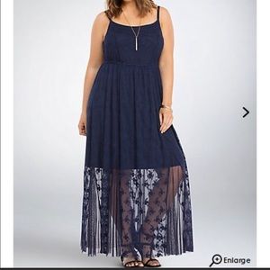 Navy blue lace maxi dress